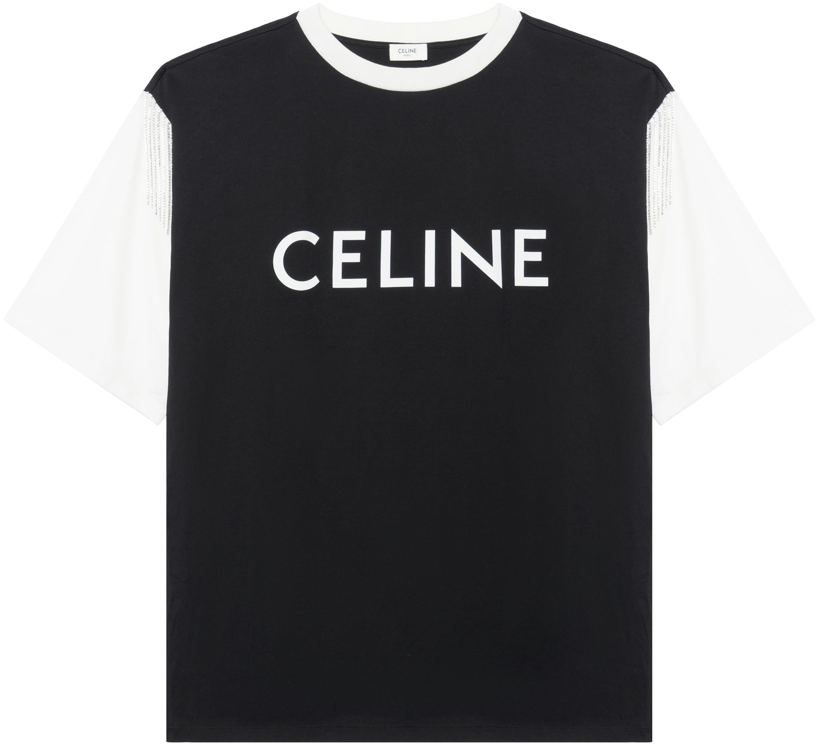 セリーヌ FW22 フリンジ オーバーサイズ ロゴ プリント Tシャツ メンズ セリーヌ FW22 フリンジ オーバーサイズ ロゴ プリント Tシャツ メンズ