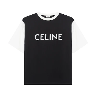 CELINE FW22 Fringe Oversized Logo Print T-Shirt Men’s Black 2X29C671Q-38AW