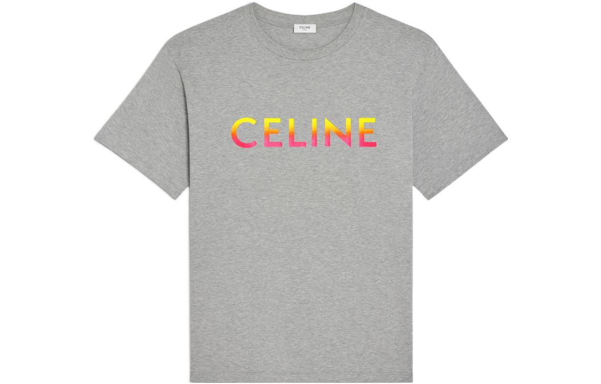 CELINE FW22 Gradient Logo Crewneck Loose Fit T-Shirt Men’s Grey 2X10B671Q-09ME