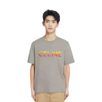 CELINE FW22 Baju T-Shirt Logo Gradient Lelaki Grey Loose Fit 2X10B671Q-09ME Shop CELINE FW22 Baju T-Shirt Logo Gradient Lelaki Grey Loose Fit 2X10B671Q-09ME