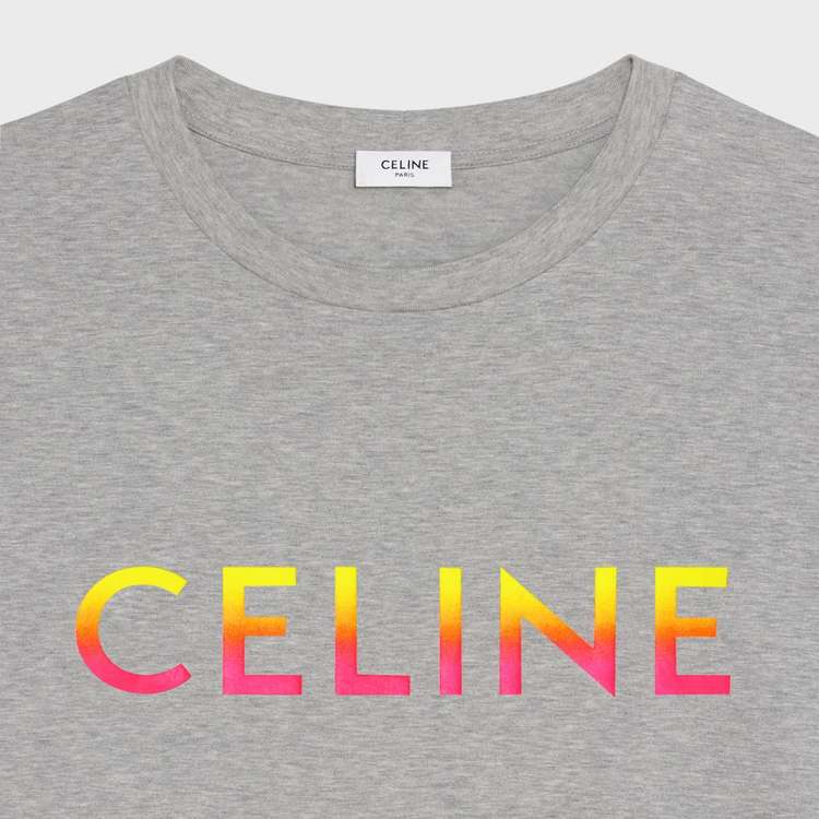 Purchase CELINE FW22 Baju T-Shirt Logo Gradient Lelaki Grey Loose Fit 2X10B671Q-09ME
