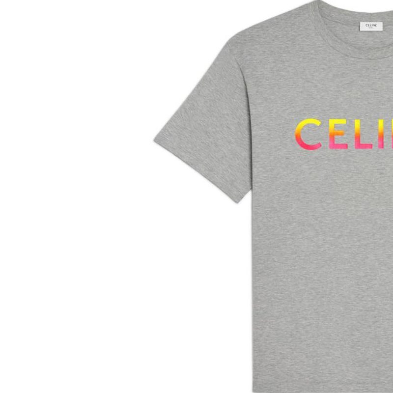 Details for CELINE FW22 Baju T-Shirt Logo Gradient Lelaki Grey Loose Fit 2X10B671Q-09ME