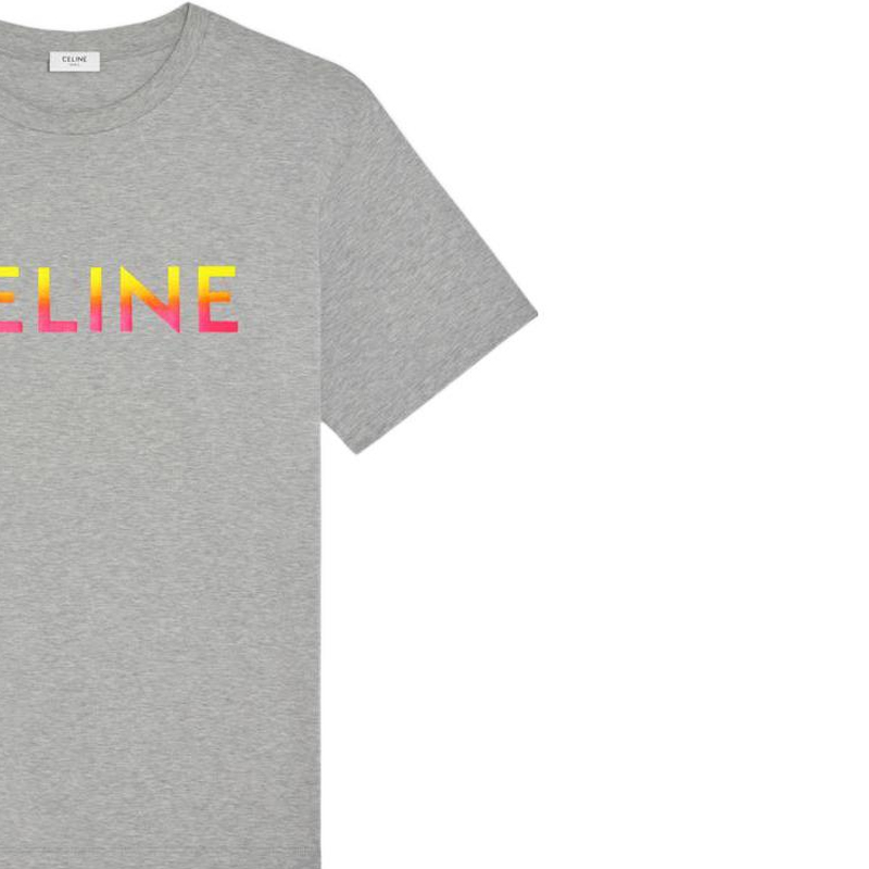 Sizing CELINE FW22 Baju T-Shirt Logo Gradient Lelaki Grey Loose Fit 2X10B671Q-09ME