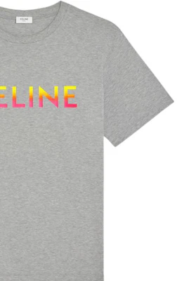 CELINE FW22 Baju T-Shirt Logo Gradient Lelaki Grey Loose Fit 2X10B671Q-09ME Sizing CELINE FW22 Baju T-Shirt Logo Gradient Lelaki Grey Loose Fit 2X10B671Q-09ME