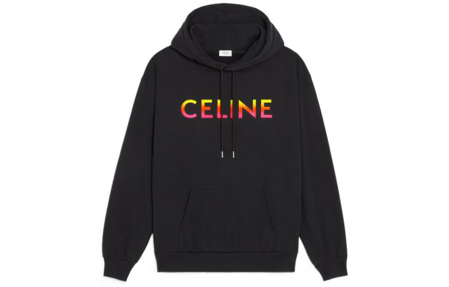 Celine FW22 Gradient Logo Oversized Hoodie Black for Men 2Y753670Q-38NO