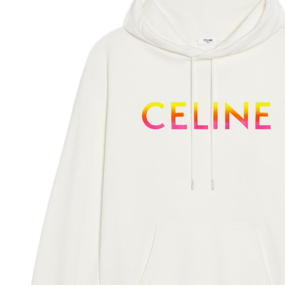 Details for CELINE FW22 Gradient Logo Oversized Hoodie Men’s Off-White. 2Y753670Q-01OW