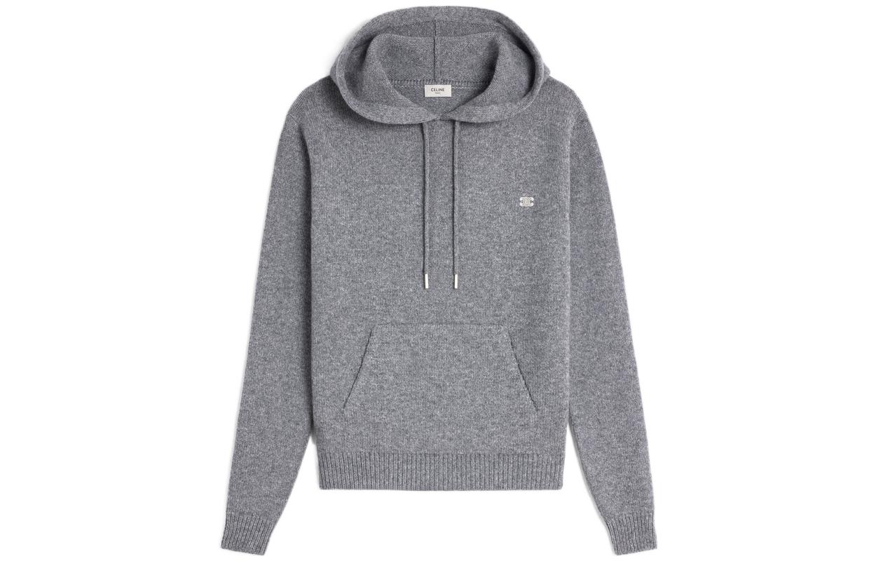 Celine FW22 Grey Hoodie with Logo Patch and Solid Color Design 2AC87048T-09OW