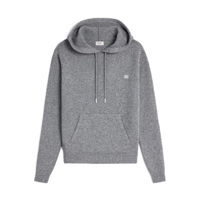Celine FW22 Grey Hoodie with Logo Patch and Solid Color Design 2AC87048T-09OW