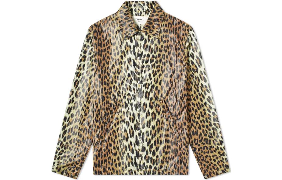 Celine FW22 Leopard Print Button-Up Long Sleeve Jacket Brown () 2W181853I-19LE