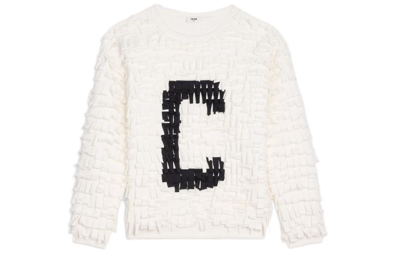Celine FW22 Letter Patch Crewneck Sweatshirt White 2Y912670Q-01OB