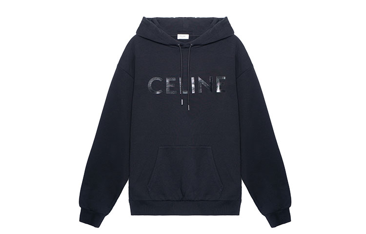Celine FW22 Letter Print Pullover Long Sleeve Sweatshirt Black () 2Y969670Q-38NO