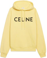 Celine FW22 Limited Logo Print Cotton Drawstring Hoodie Unisex Yellow/Black 2Y369670Q-11LK Celine FW22 Limited Logo Print Cotton Drawstring Hoodie Unisex Yellow/Black 2Y369670Q-11LK