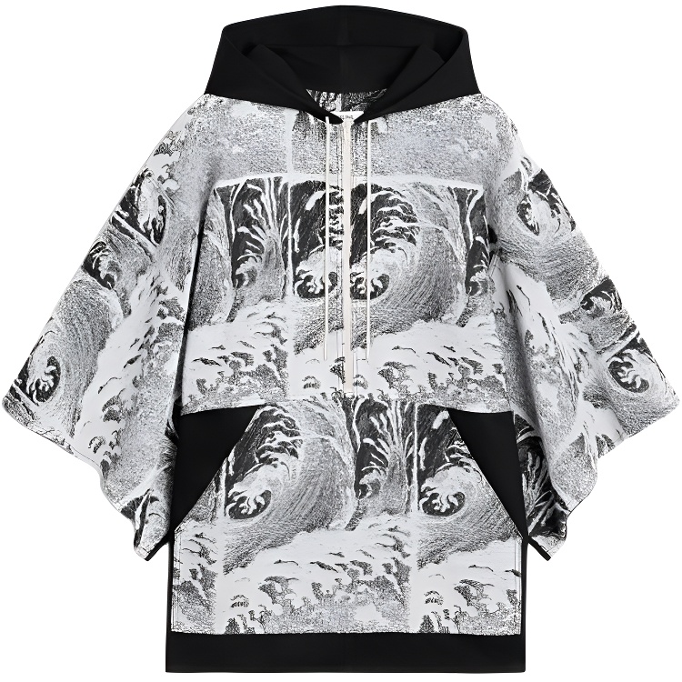 Celine FW22 Patchwork Jacquard Half-Zip Hoodie Black 2Q629229U-07IA