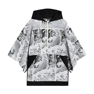 Celine FW22 Patchwork Jacquard Half-Zip Hoodie Black 2Q629229U-07IA