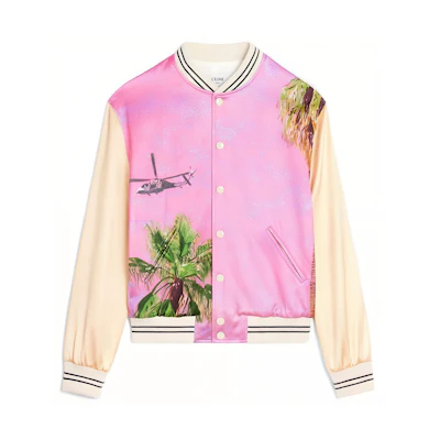 Celine FW22 Pink Botanical Print Varsity Jacket Mens 2V79N176U-14ML