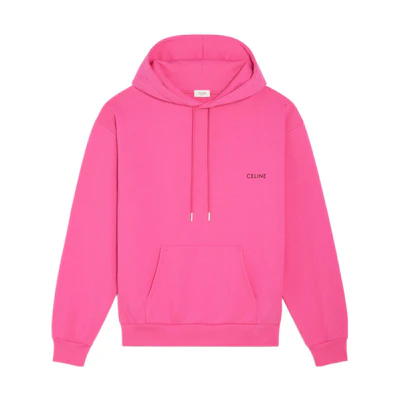 Celine FW22 Pink Hoodie with Solid Color Logo Print and Drawstring 2Y958670Q-24CB