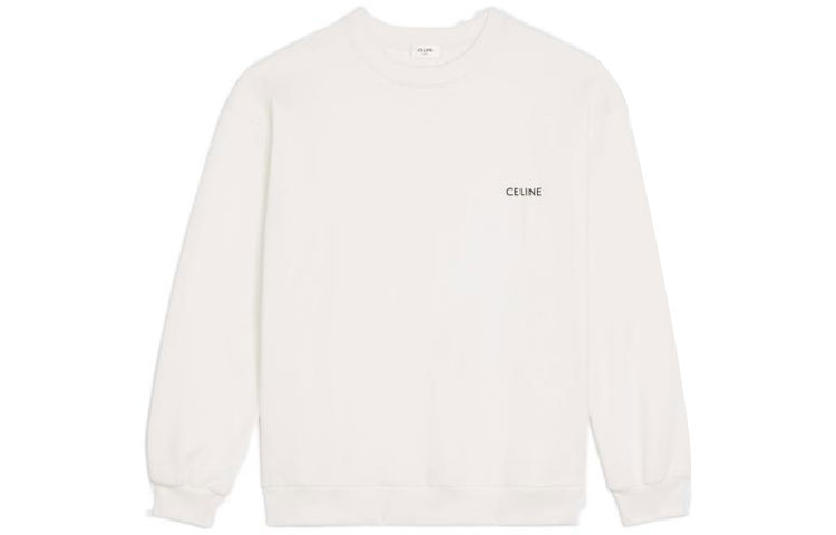 Celine FW22 Solid Letter Logo Ivory White Crewneck Sweatshirt 2Y959670Q-01OB