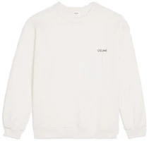 Celine FW22 Solid Letter Logo Ivory White Crewneck Sweatshirt 2Y959670Q-01OB Celine FW22 Solid Letter Logo Ivory White Crewneck Sweatshirt 2Y959670Q-01OB