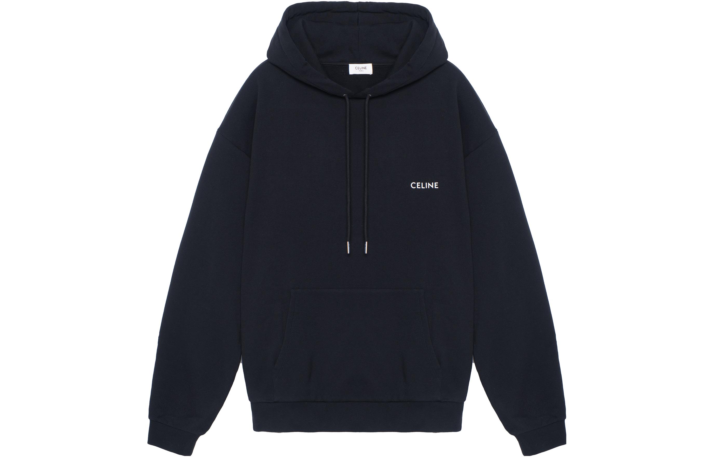 Celine FW22 Solid Logo Print Hoodie Black Long-Sleeve Sweatshirt 2Y958670Q-38AW