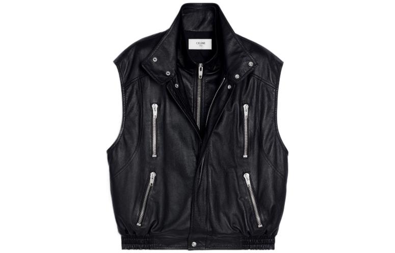 Celine FW22 Solid Zip Sleeveless Jacket Black 2EC49280D-38NO