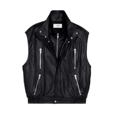 Celine FW22 Solid Zip Sleeveless Jacket Black 2EC49280D-38NO