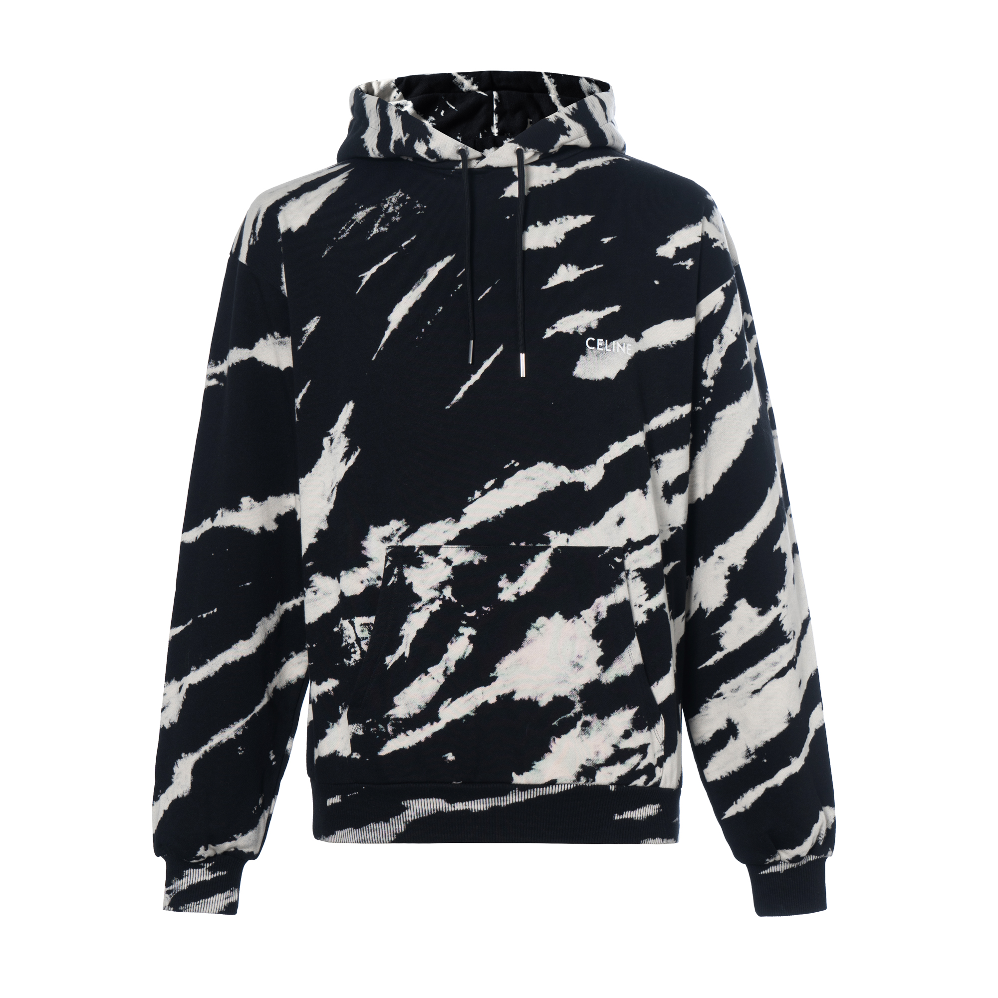 Celine FW22 Tie-Dye Hoodie Black Long Sleeve Sweatshirt 2Y974129T-38AW