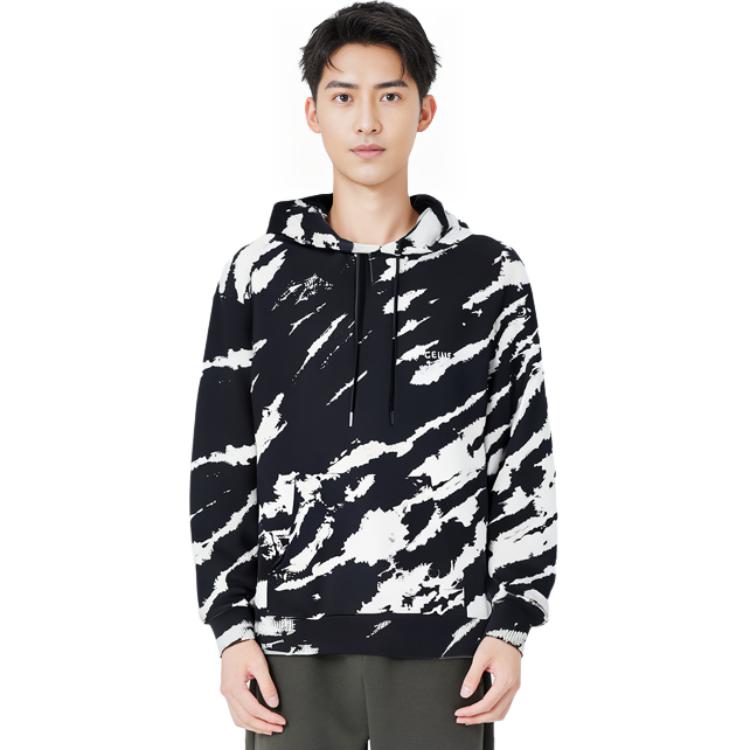 Shop Celine FW22 黑色長袖紮染連帽衫 2Y974129T-38AW