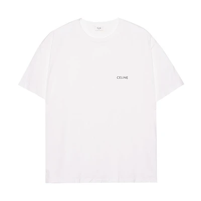 CELINE FW22 Unisex White Logo Print Crewneck T-Shirt. 2X43C671Q-01EA