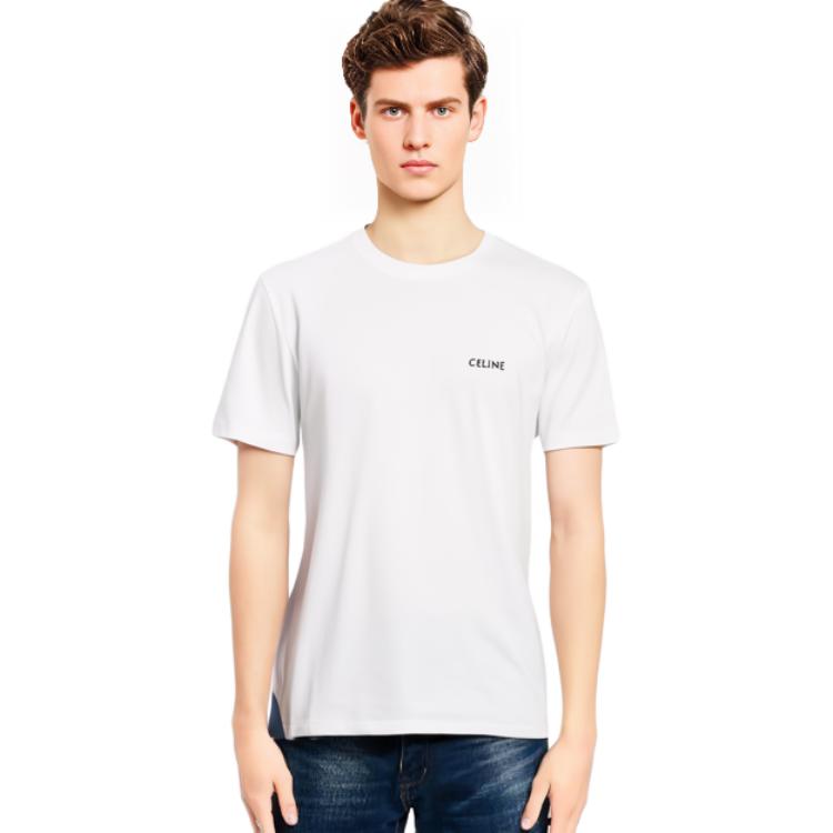Shop CELINE FW22 Unisex White Logo Print Crewneck T-Shirt. 2X43C671Q-01EA