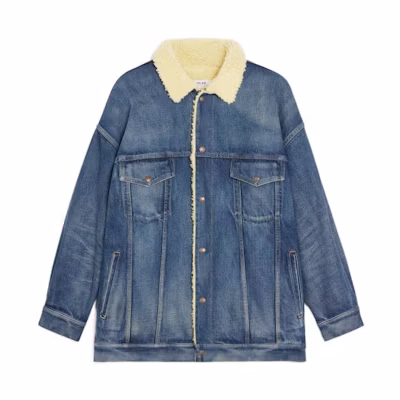 Celine FW22 Vintage Sequin Fringe Denim Jacket Blue 2Q542066S-07TK