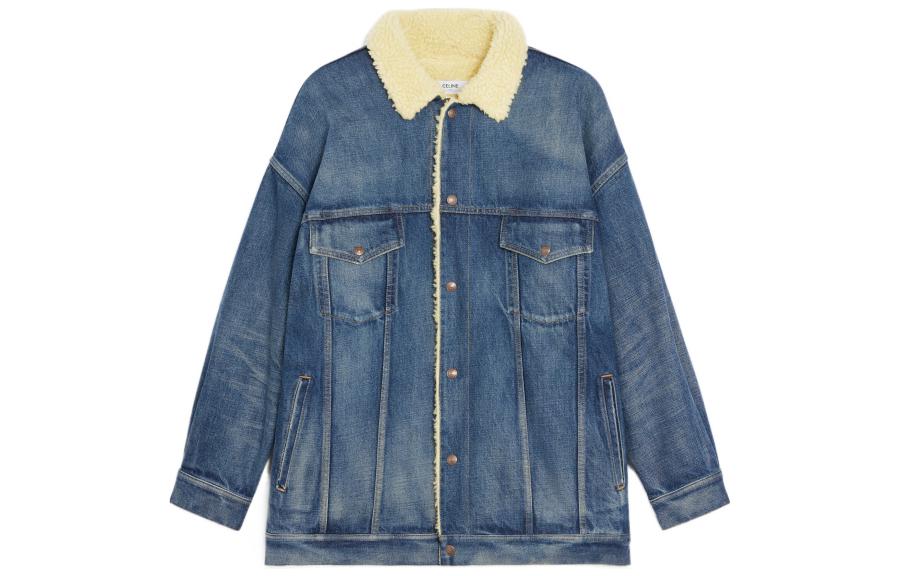 Order Celine FW22 復古亮片流蘇牛仔外套 藍色 2Q542066S-07TK