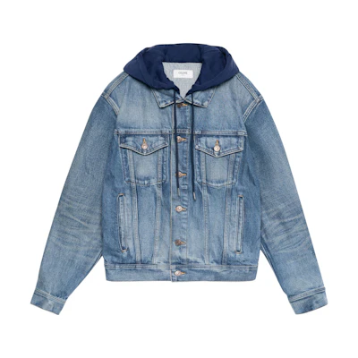 CELINE FW22 Washed Denim Jacket with Letter Print Button-Up in Blue for Men. 2Q550930F-07UW