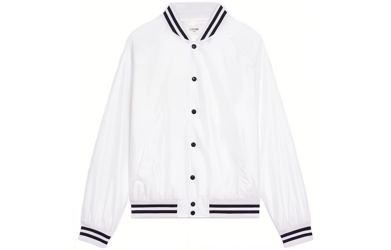 Celine FW22 White Striped Letterman Baseball Jacket 2W365495M-01OP