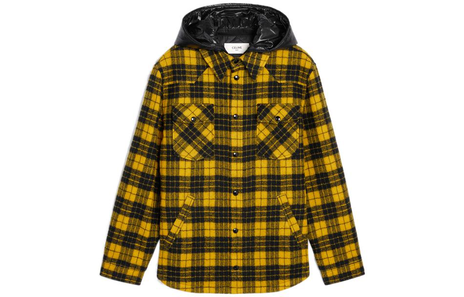 Celine FW22 Yellow Plaid Letter Print Hooded Jacket 2W410322S-11LK