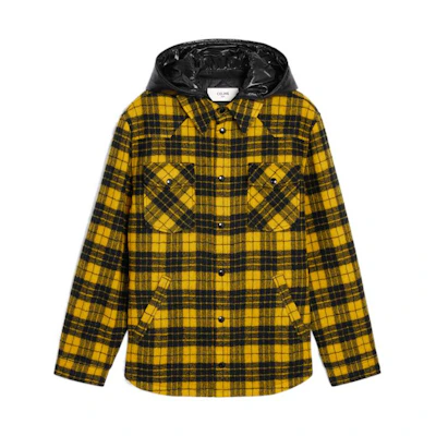 Celine FW22 Yellow Plaid Letter Print Hooded Jacket 2W410322S-11LK