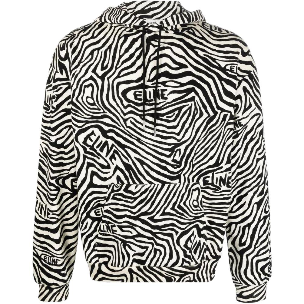 CELINE FW22 Zebra Logo Print Sweatshirt Black . 2Y965427S-01OB