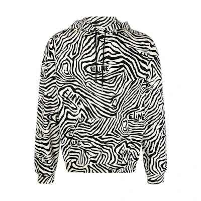 CELINE FW22 Zebra Logo Print Sweatshirt Black . 2Y965427S-01OB