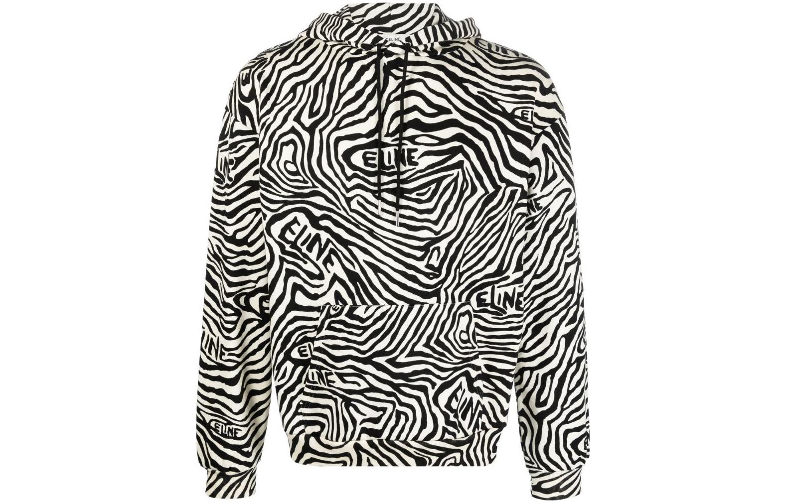 Order Sudadera Negra con Estampado de Cebra y Logo CELINE FW22. 2Y965427S-01OB