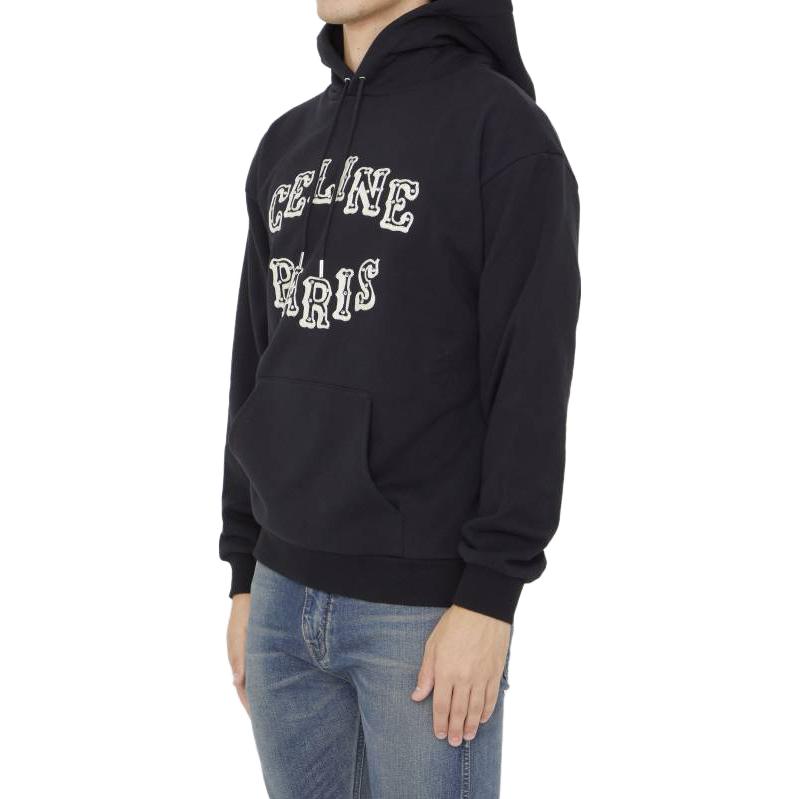 Details for CELINE FW23 黑色字母Logo印花連帽衫 帶抽繩設計 2Y03E670Q-38XC