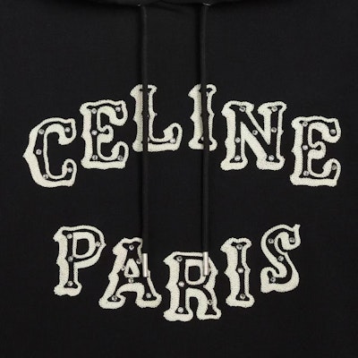 CELINE FW23 黑色字母Logo印花連帽衫 帶抽繩設計 2Y03E670Q-38XC 2