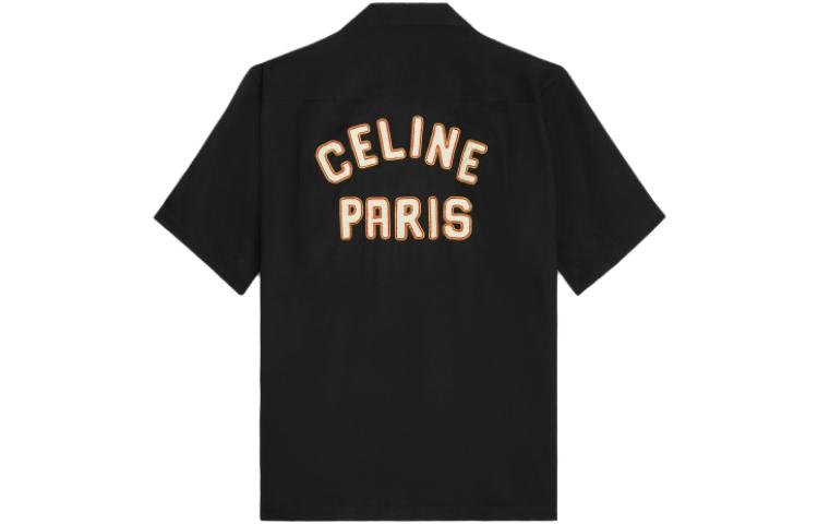 Order CELINE FW23 Camiseta Negra Casual de Manga Corta con Letras Estampadas. 2C84A852C-38NO