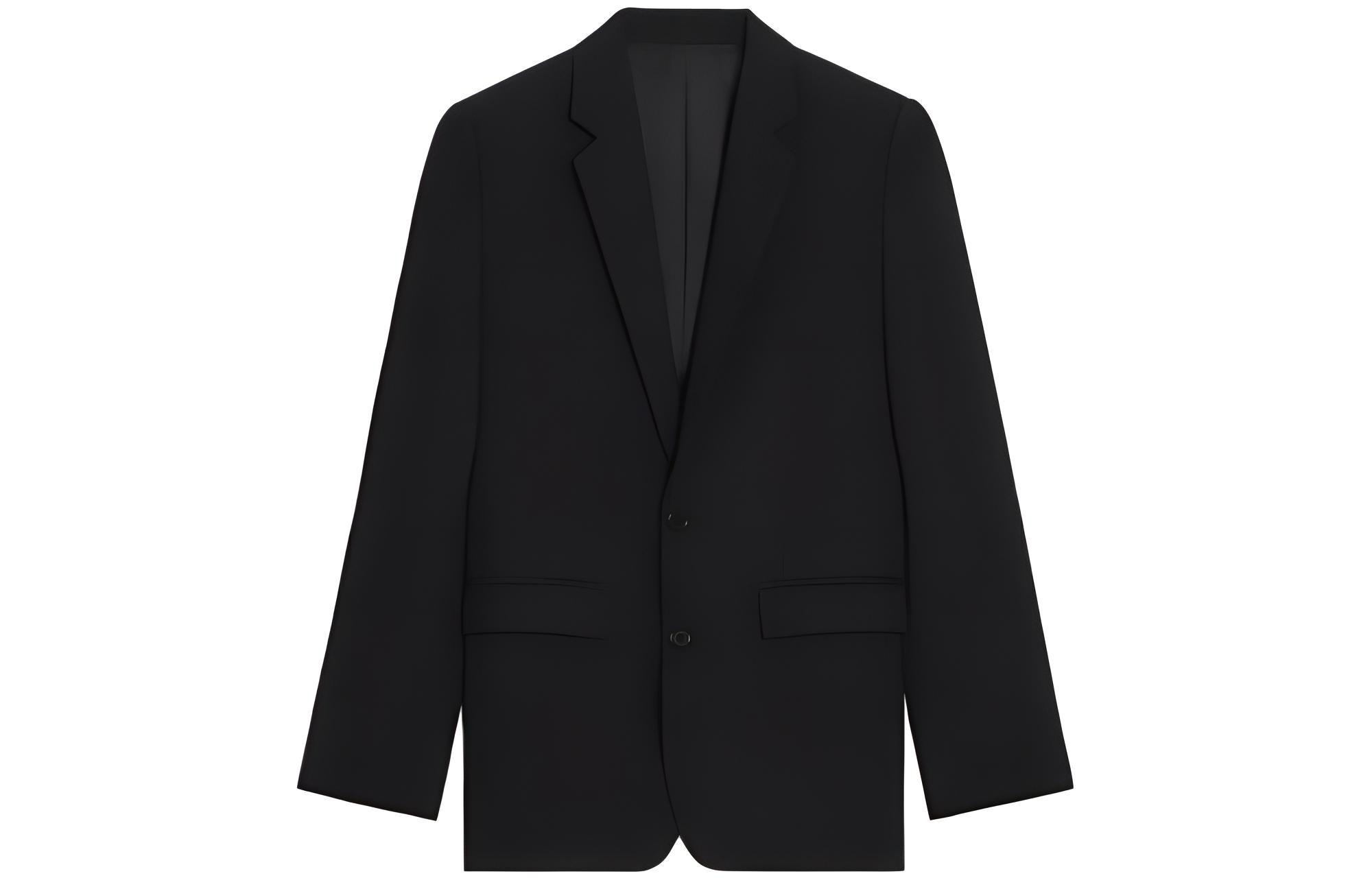 CELINE FW23  Black Solid Single-Breasted Casual Blazer Jacket. 2V61P650D-38NO