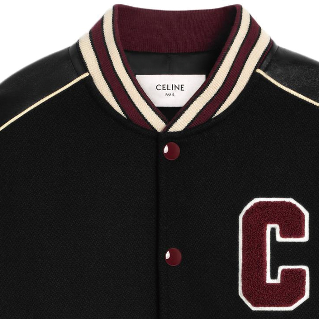 CELINE FW23  Black Striped Letter Print Baseball Collar Jacket. 2V29T896C-14BU 圖 4
