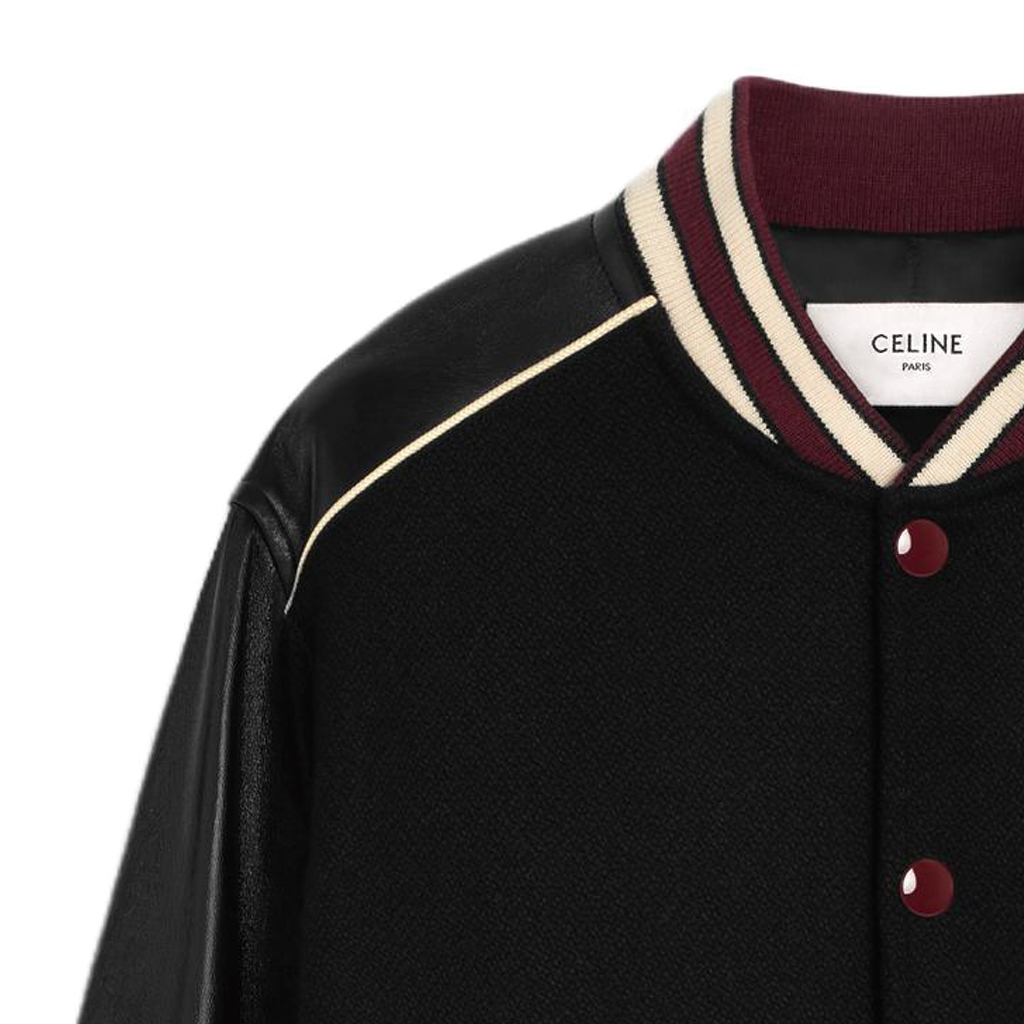 CELINE FW23  Black Striped Letter Print Baseball Collar Jacket. 2V29T896C-14BU 圖 5