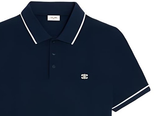 CELINE FW23 藍色刺繡標誌直筒短袖POLO衫. 2X75H626U-07OW Details for CELINE FW23 藍色刺繡標誌直筒短袖POLO衫. 2X75H626U-07OW