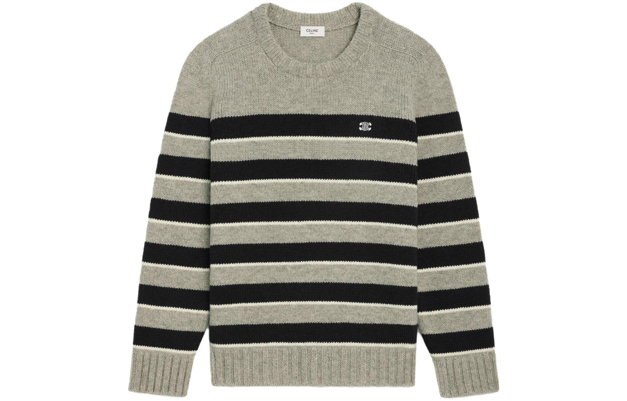 Order CELINE FW23  Colorblock Striped Crewneck Sweater Light Grey. 2AE4B896T-06BK