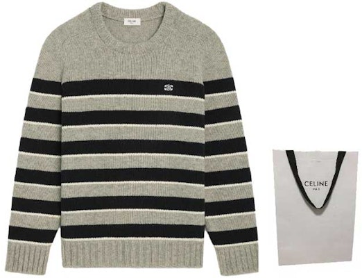 CELINE FW23 Colorblock Striped Crewneck Sweater Light Grey. 2AE4B896T-06BK Shop CELINE FW23 Colorblock Striped Crewneck Sweater Light Grey. 2AE4B896T-06BK