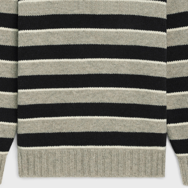 Cheap CELINE FW23  Colorblock Striped Crewneck Sweater Light Grey. 2AE4B896T-06BK