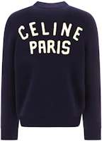 Lookbook CELINE FW23 深藍V領針織開衫毛衣附字母貼花款式 2AD9O8301-07MR