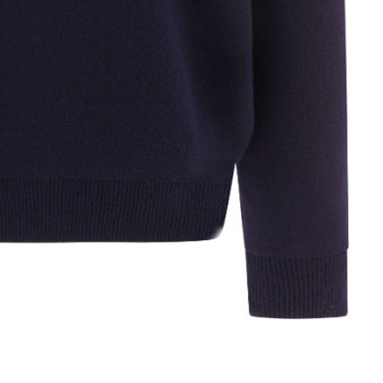 Sizing CELINE FW23  Deep Blue V-Neck Knit Cardigan Sweater with Letter Appliqué. 2AD9O8301-07MR
